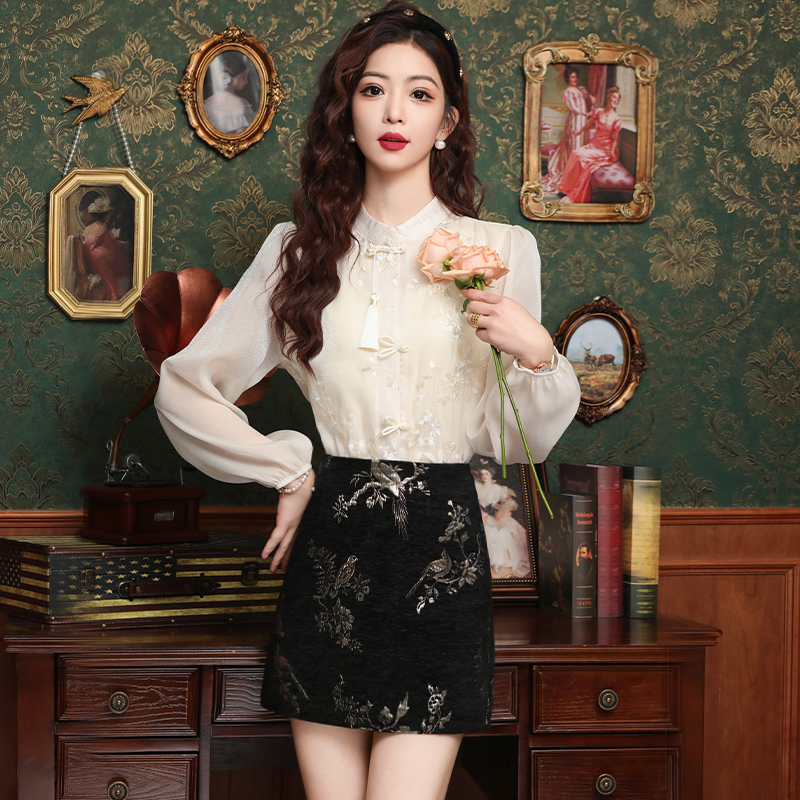 Embroidery court style unique retro Chinese style shirt