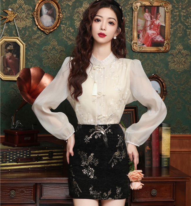 Embroidery court style unique retro Chinese style shirt