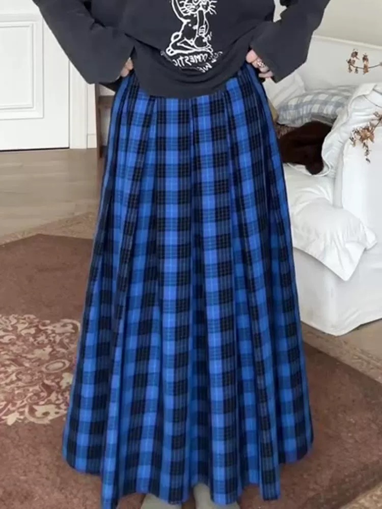 Loose blue skirt slim Casual long skirt for women