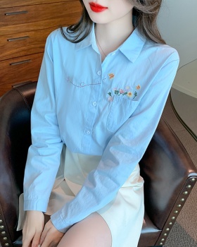 All-match spring tops unique embroidery shirt