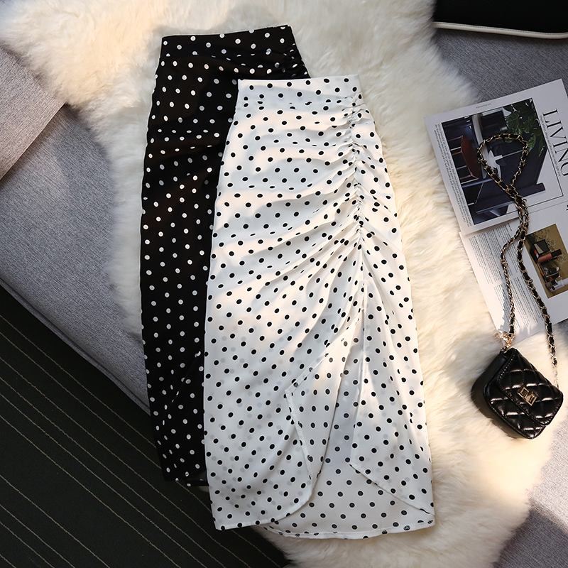 Polka dot slim spring and summer package hip high waist skirt