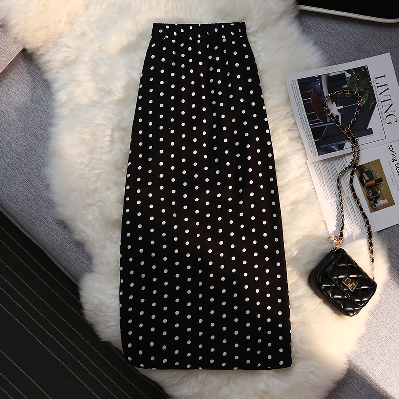 Polka dot slim spring and summer package hip high waist skirt