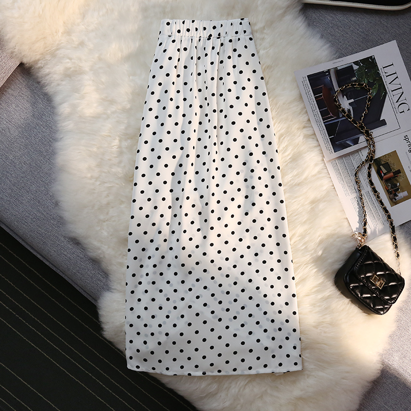 Polka dot slim spring and summer package hip high waist skirt