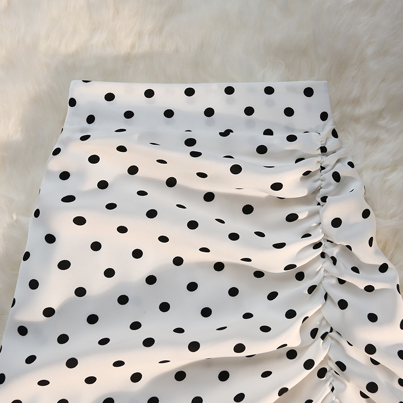 Polka dot slim spring and summer package hip high waist skirt