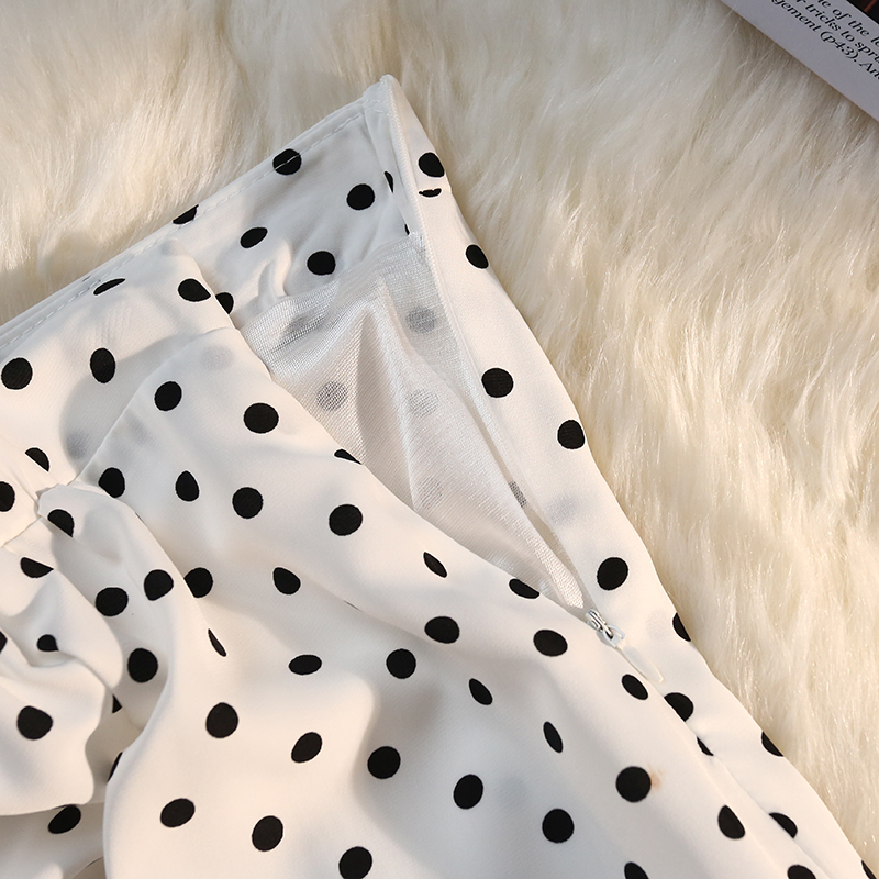 Polka dot slim spring and summer package hip high waist skirt