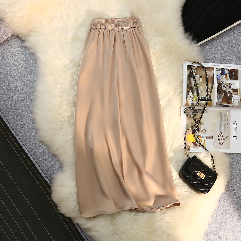 Satin big skirt high waist skirt for women