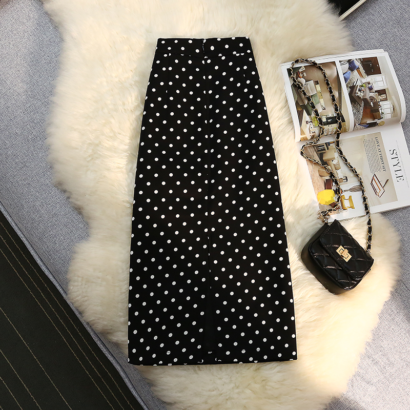 Spring and autumn exceed knee polka dot long skirt for women