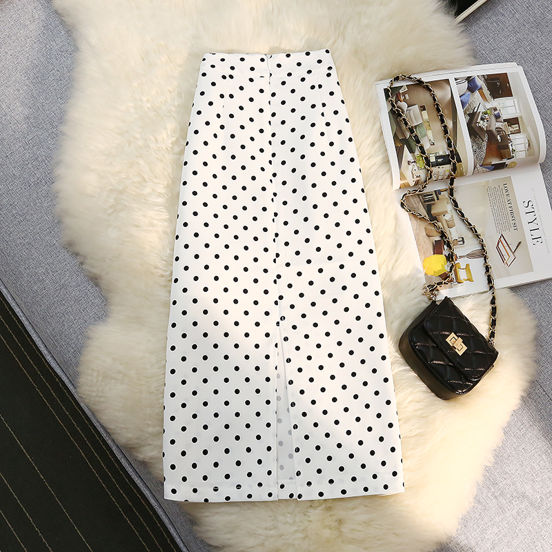 Spring and autumn exceed knee polka dot long skirt for women