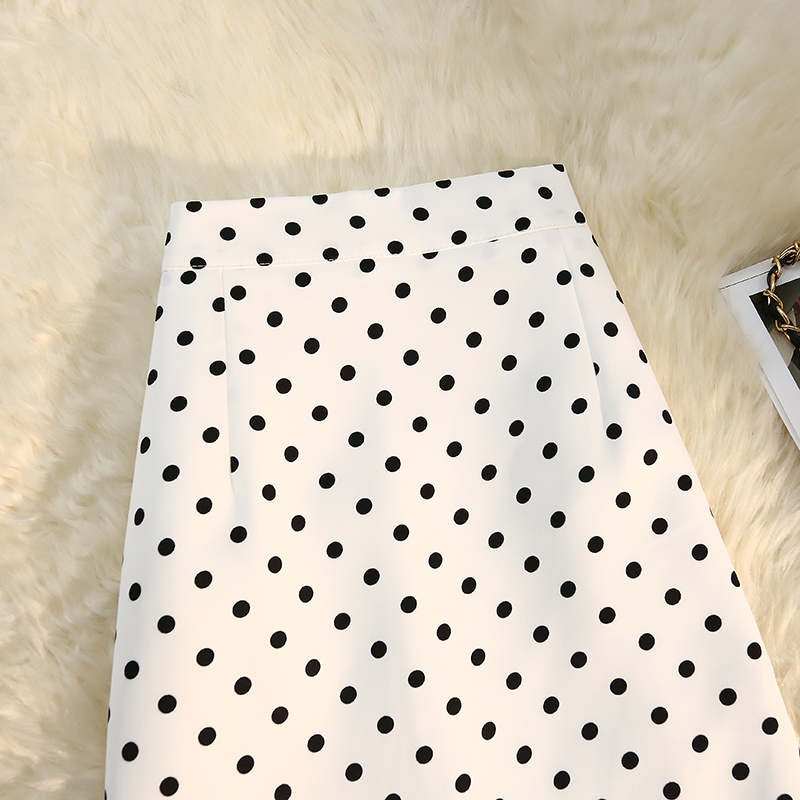 Spring and autumn exceed knee polka dot long skirt for women