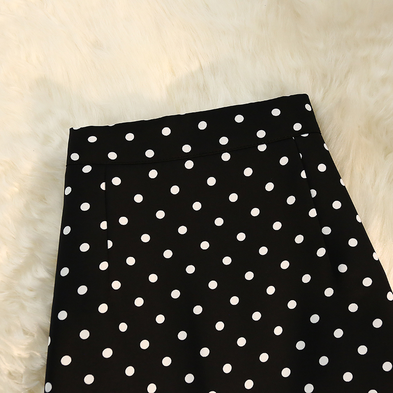 Spring and autumn exceed knee polka dot long skirt for women