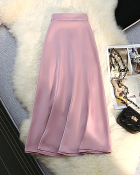 Satin elastic A-line big skirt skirt for women