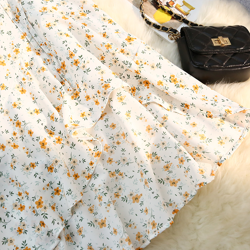 Chiffon spring and summer long skirt floral skirt