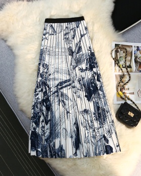 Pleated niche spring and summer long skirt for women