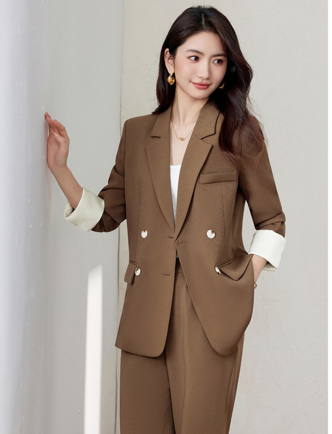 Commuting autumn coat Casual loose suit pants 2pcs set