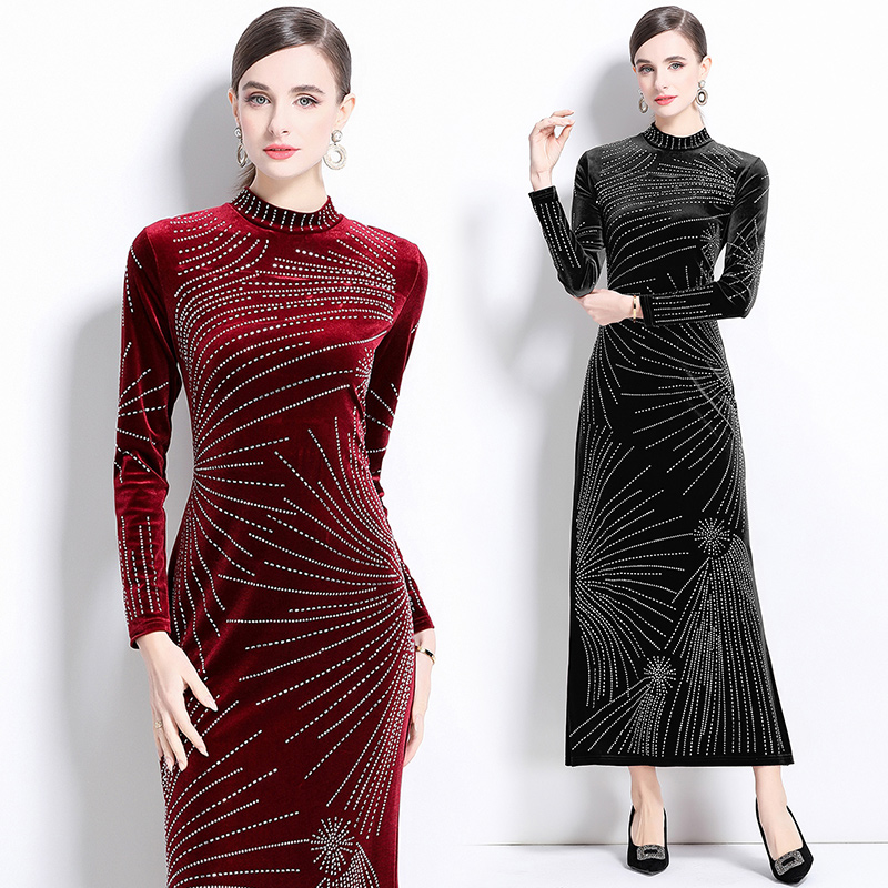 Rhinestone European style formal dress fashion dress