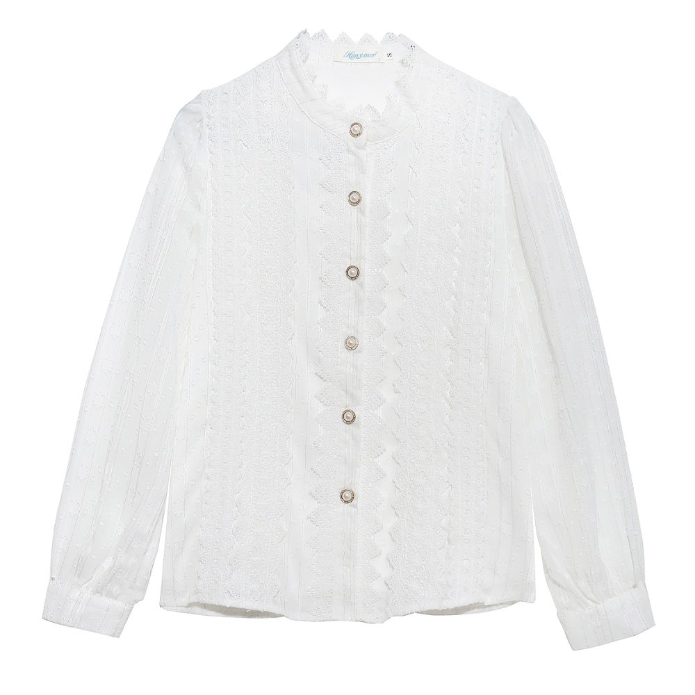 Niche unique lace small shirt chiffon France style shirt