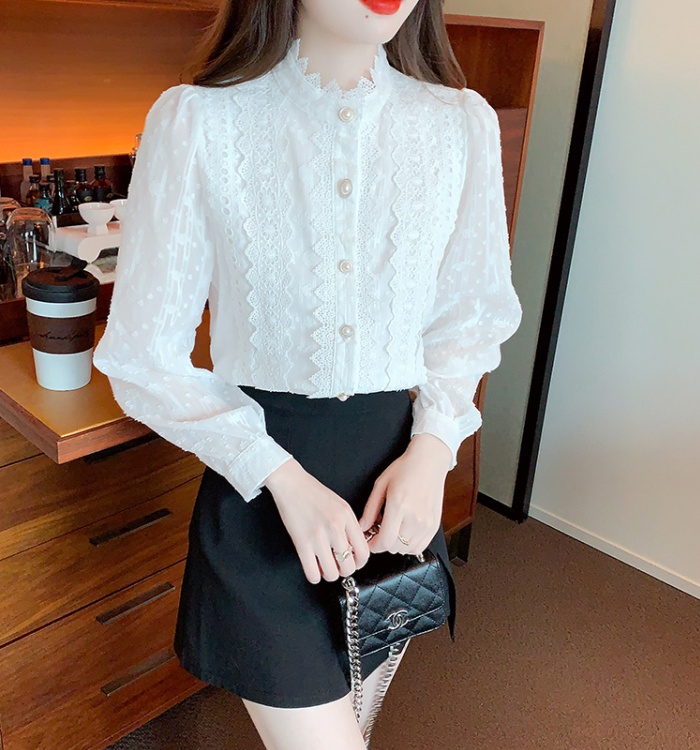 Niche unique lace small shirt chiffon France style shirt