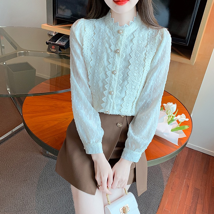 Niche unique lace small shirt chiffon France style shirt