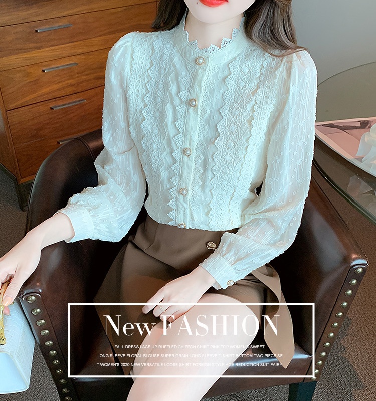 Niche unique lace small shirt chiffon France style shirt