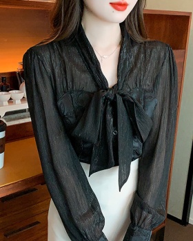 Spring tops lantern sleeve chiffon shirt for women