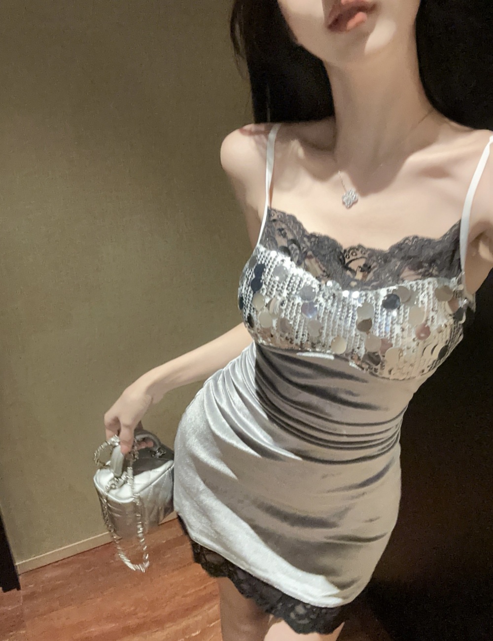 Sequins splice formal dress package hip dress for women