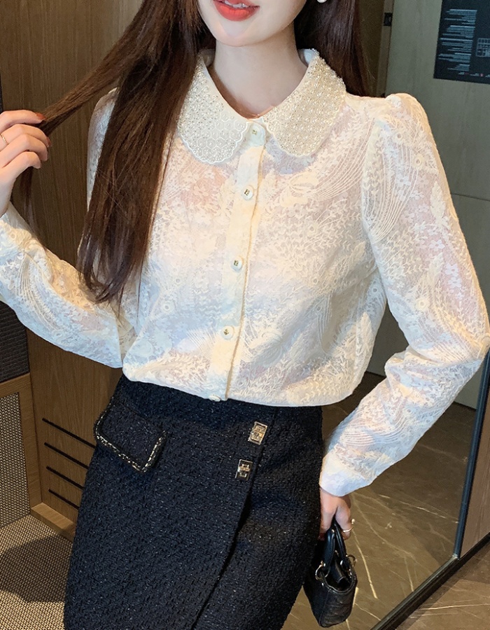 Long sleeve hook flower shirt hollow spring small shirt