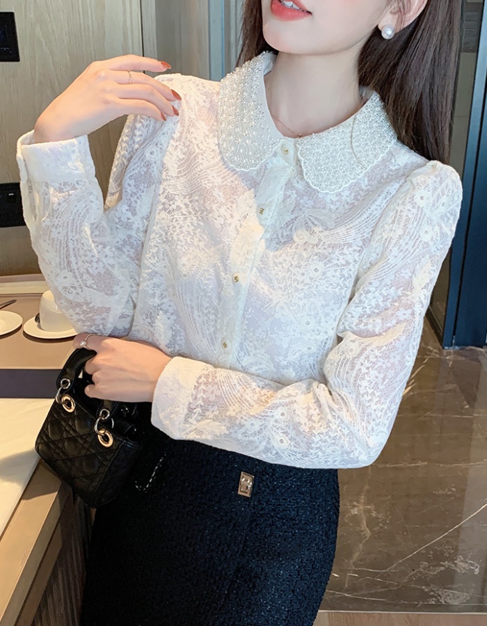 Long sleeve hook flower shirt hollow spring small shirt