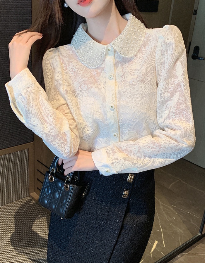 Long sleeve hook flower shirt hollow spring small shirt