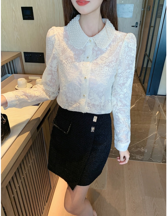 Long sleeve hook flower shirt hollow spring small shirt