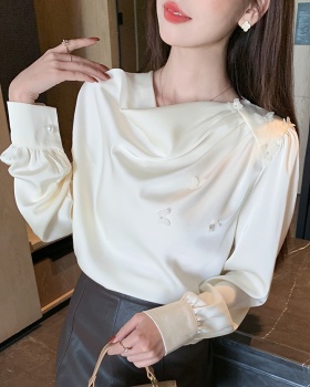 Korean style tops oblique collar small shirt for women