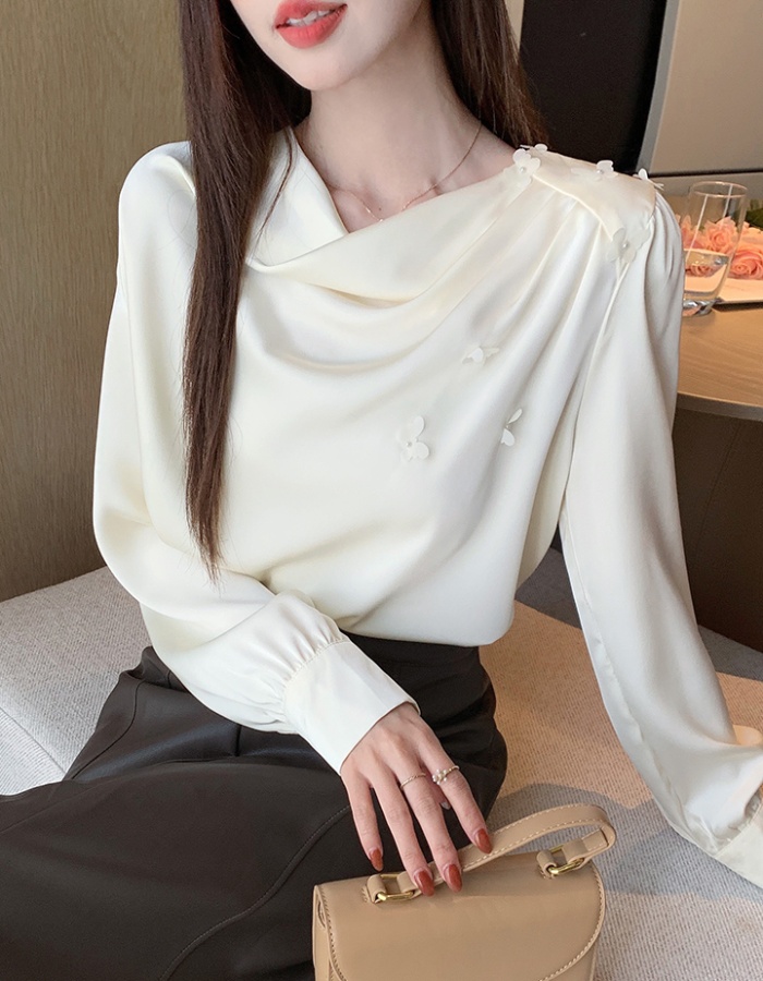 Korean style tops oblique collar small shirt for women