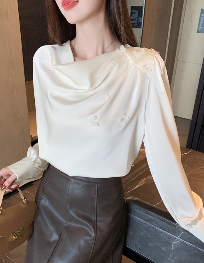 Korean style tops oblique collar small shirt for women