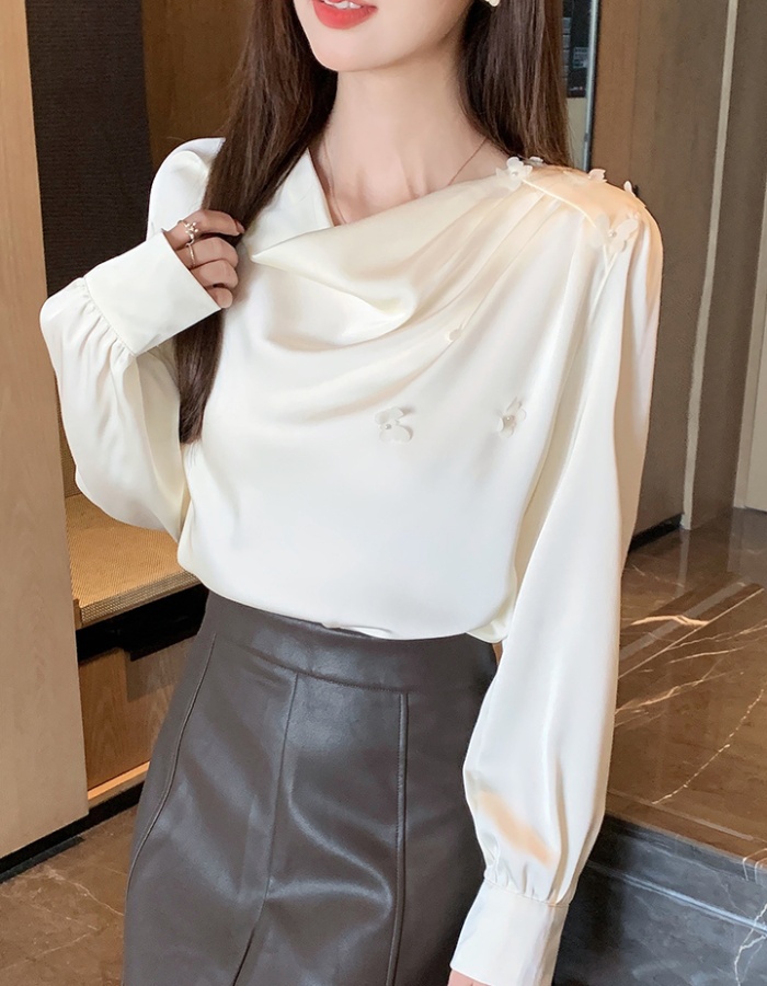 Korean style tops oblique collar small shirt for women