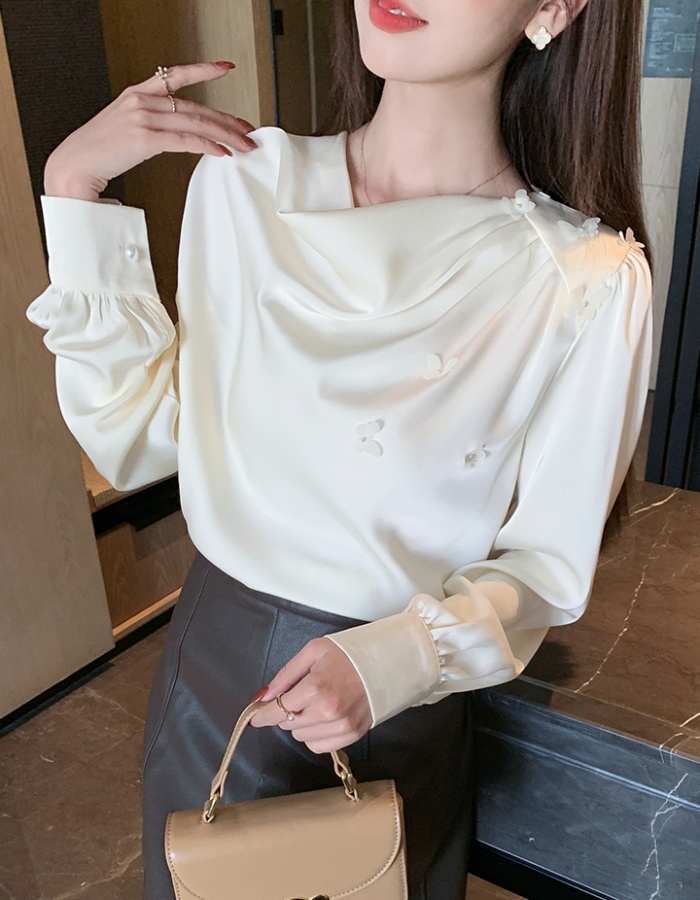 Korean style tops oblique collar small shirt for women