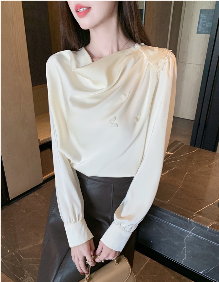 Korean style tops oblique collar small shirt for women