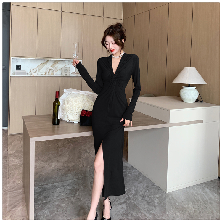 Spring and summer long sleeve long dress fashion dress