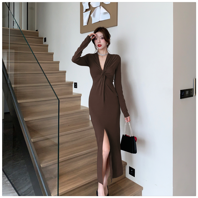 Spring and summer long sleeve long dress fashion dress