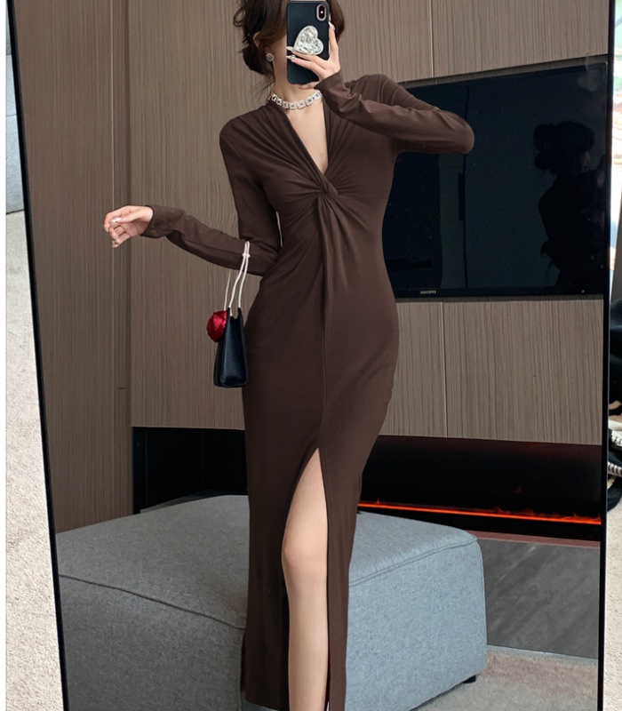 Spring and summer long sleeve long dress fashion dress