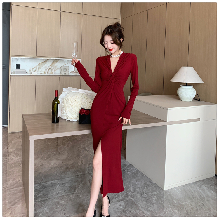 Spring and summer long sleeve long dress fashion dress