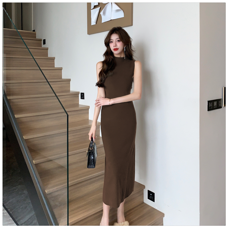 Half high collar sleeveless dress temperament vest for women