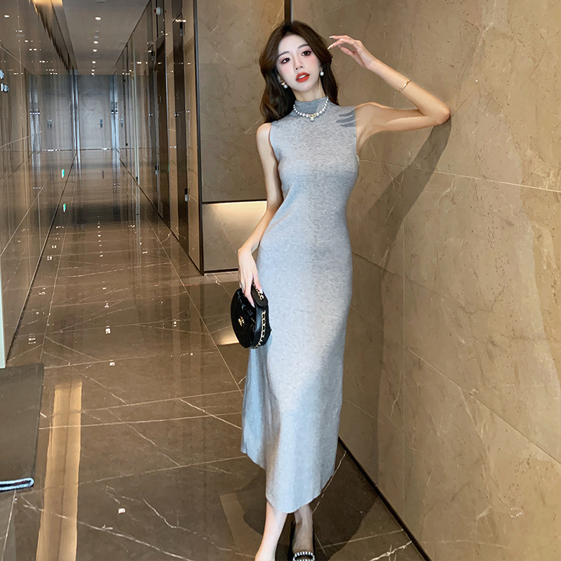 Half high collar sleeveless dress temperament vest for women