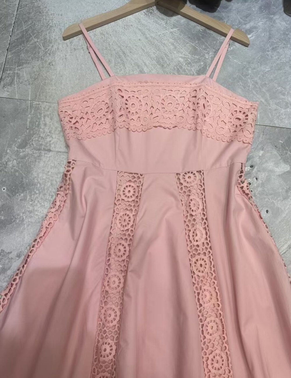 Sling vacation fresh beach dress pink splice long dress