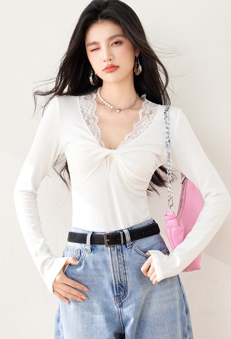 V-neck enticement sweater slim tops for women