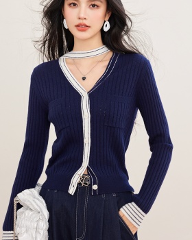 Wool spring mixed colors sweater halter knitted cardigan