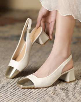 Thick summer shoes middle-heel sandals for women