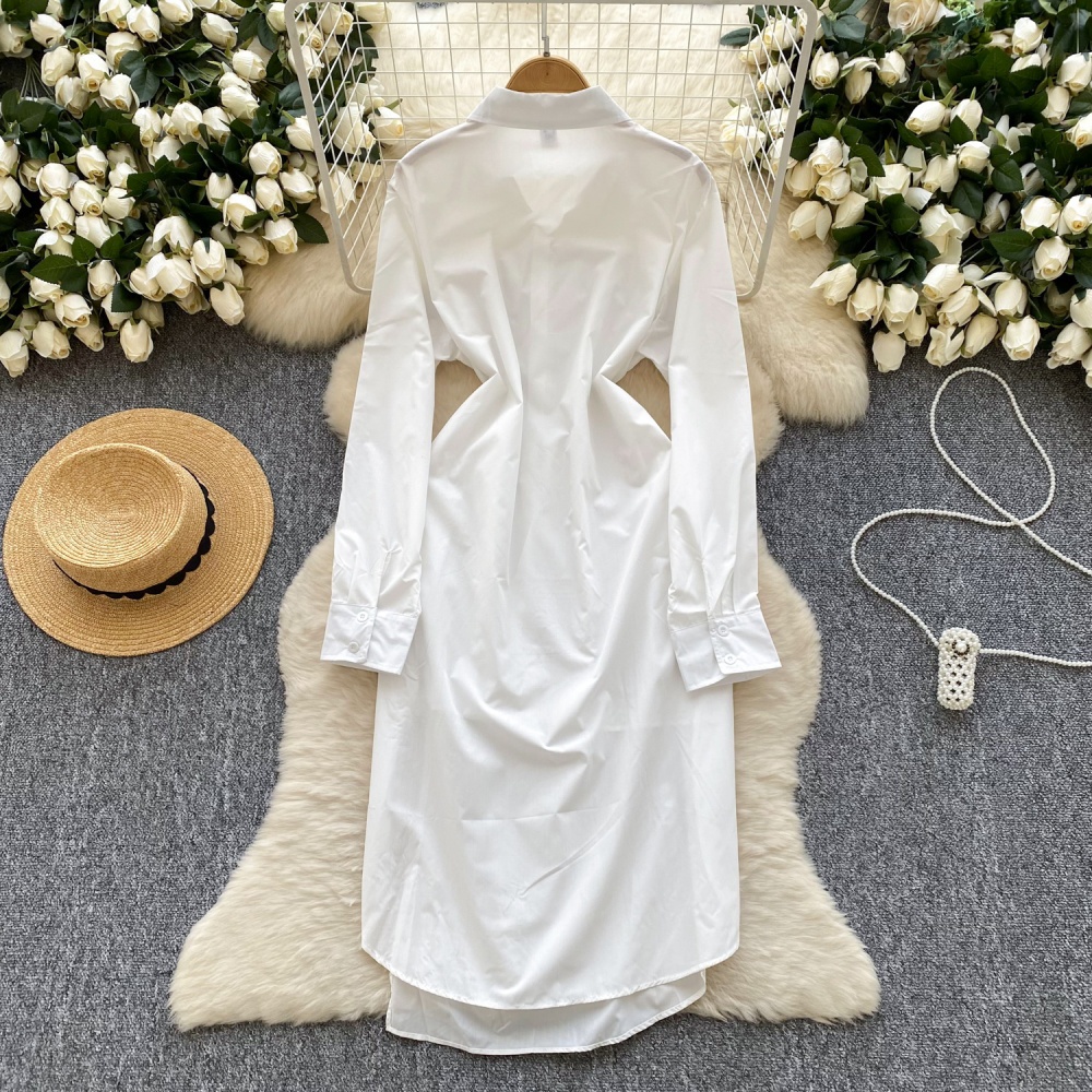 Pinched waist irregular shirt frenum Korean style dress