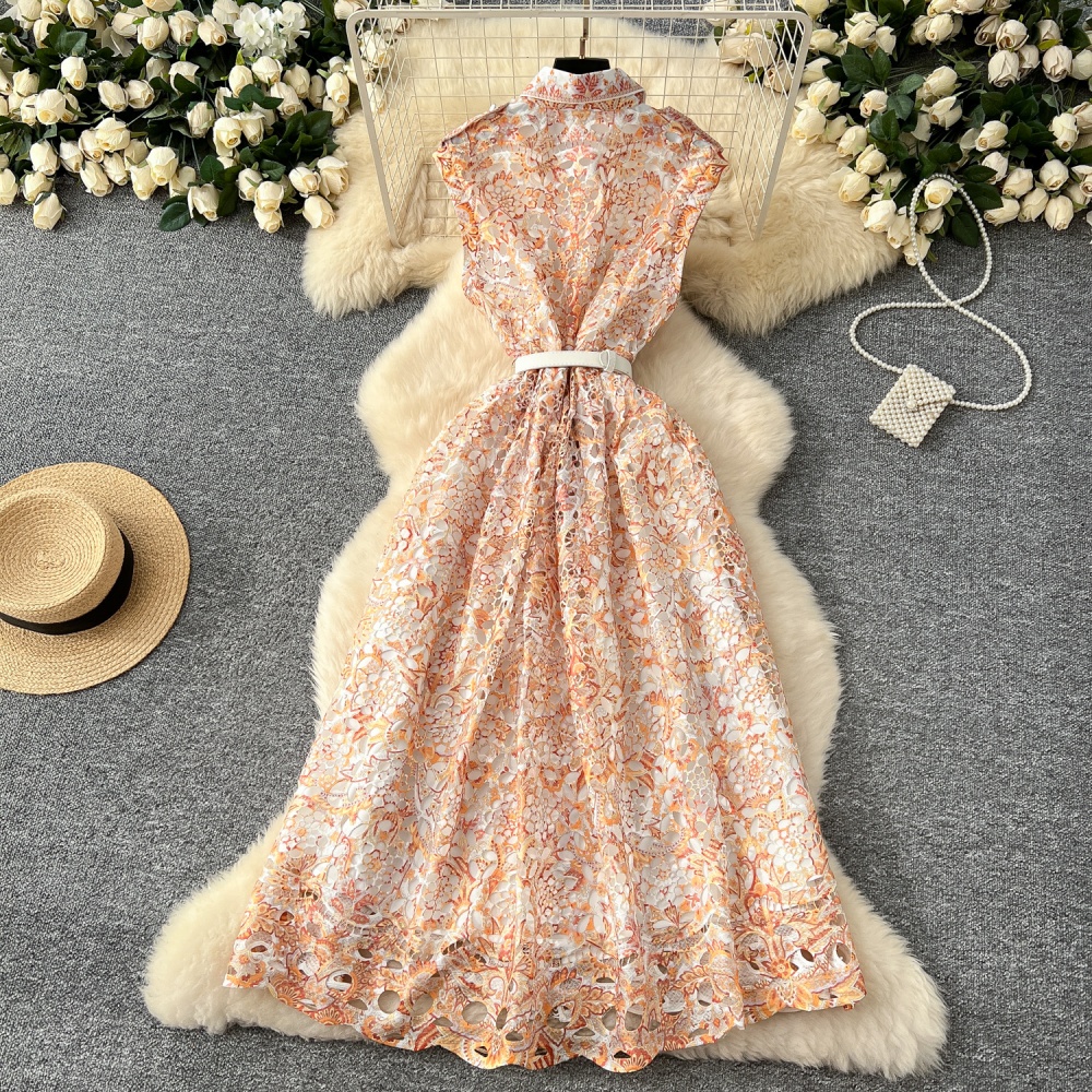 Sleeveless long dress France style dress for women