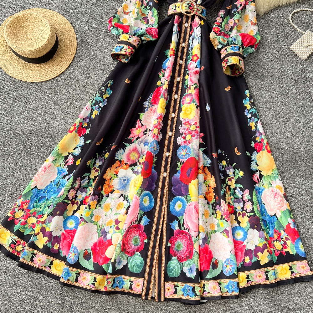 Light luxury belt long dress for women