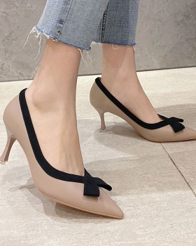 Niche France style high-heeled shoes bow shoes for women