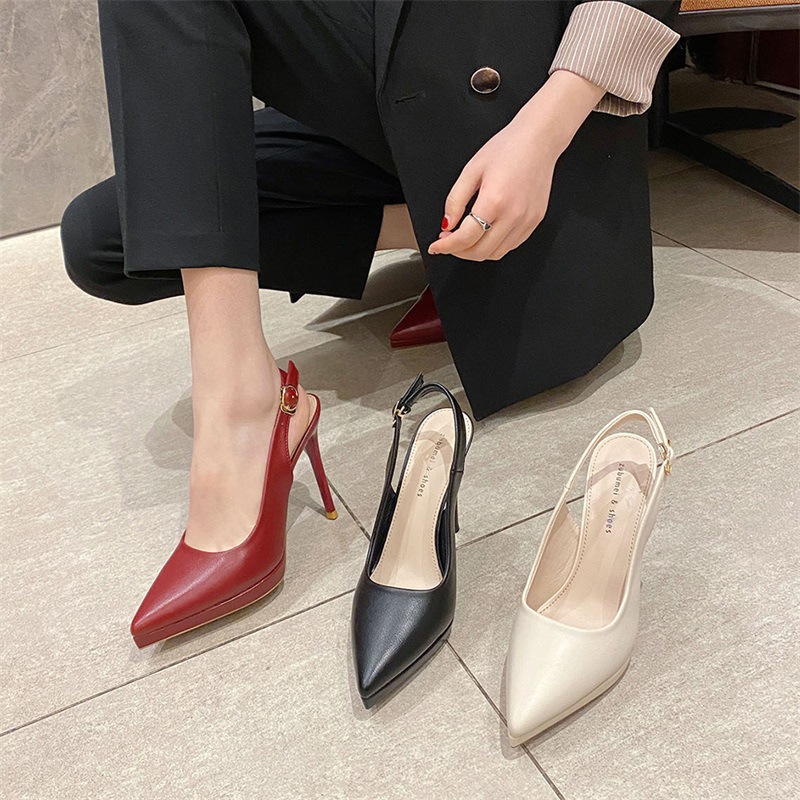 Fine-root temperament shoes simple pointed high-heeled shoes